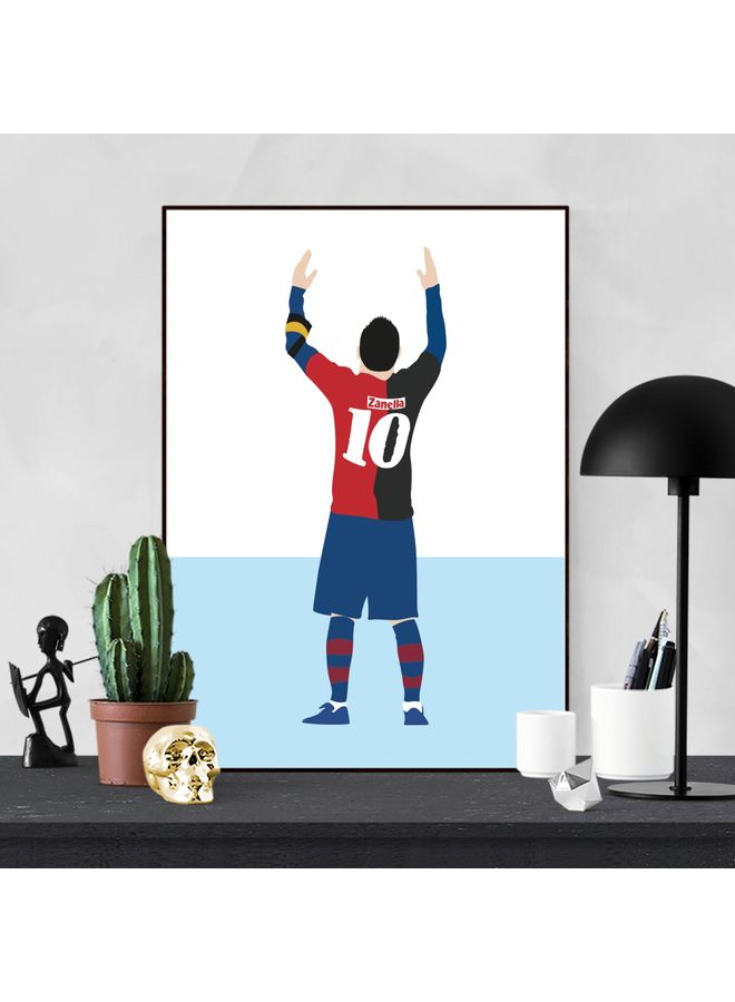 ملصق جداري بإيطار بتصميم اللاعب ليونيل ميسي يرسل تحية إلى اللاعب مارادونا متعدد الألوان 30x40سم
