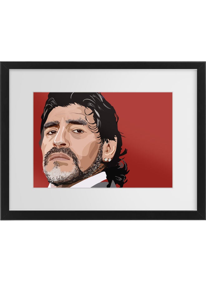 ملصق بطبعة Diego Maradona مع إطار متعدد الألوان 30x40سم