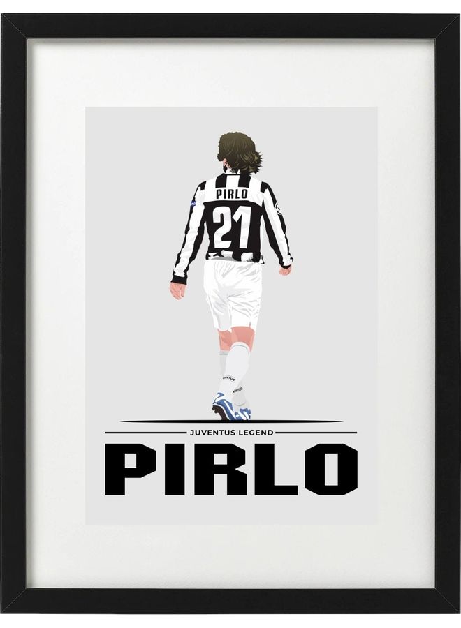 Andrea Pirlo Themed Poster With Frame White/Black/Beige 50x40cm