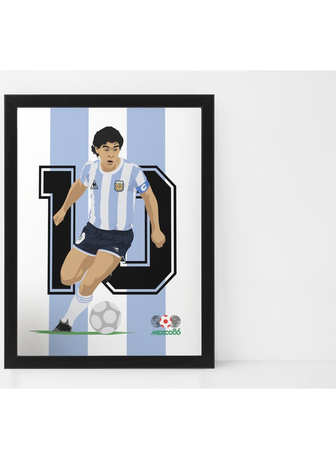 Diego Maradona Argentina Themed Poster With Frame Multicolour 30x40cm
