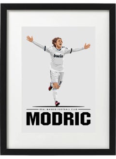 Luka Modric Real Madrid Football Club Themed Poster With Frame White/Black/Beige 50x40cm