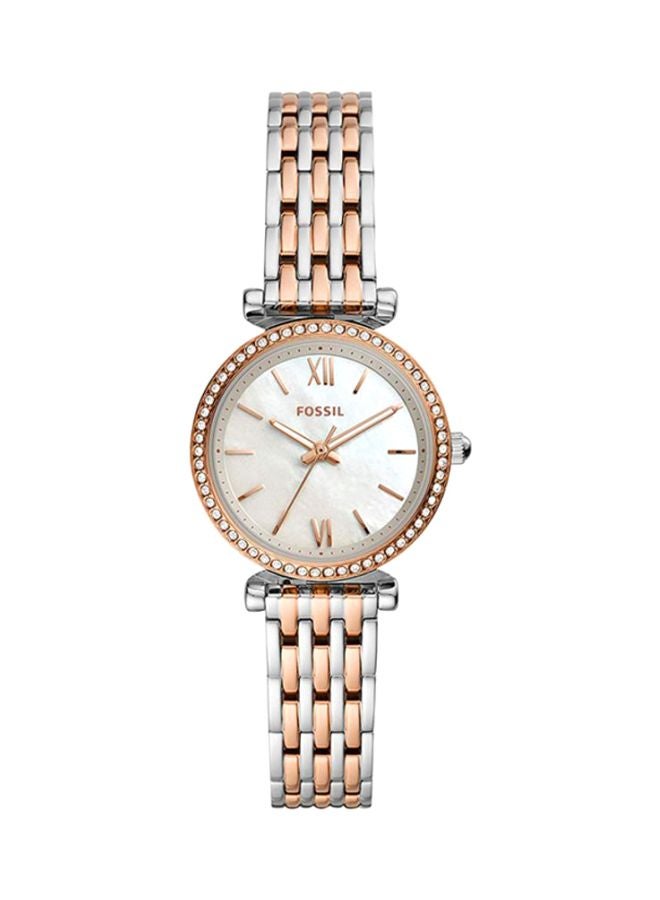FOSSIL Women's Carlie Mini Water Resistant Analog Watch ES4649 - 28 mm - Silver/Gold  - Image 1