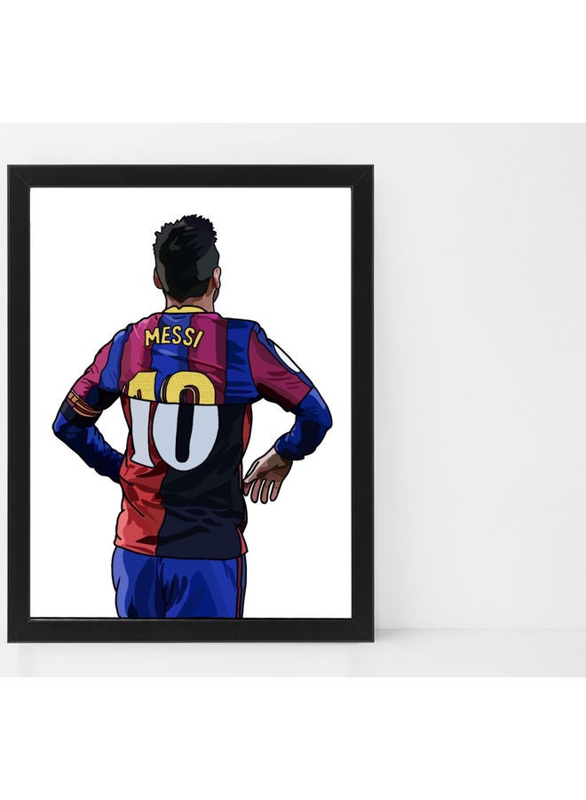 ملصق جداري بإيطار بتصميم اللاعب ليونيل ميسي يرسل تحية إلى اللاعب مارادونا متعدد الألوان 30x40سم