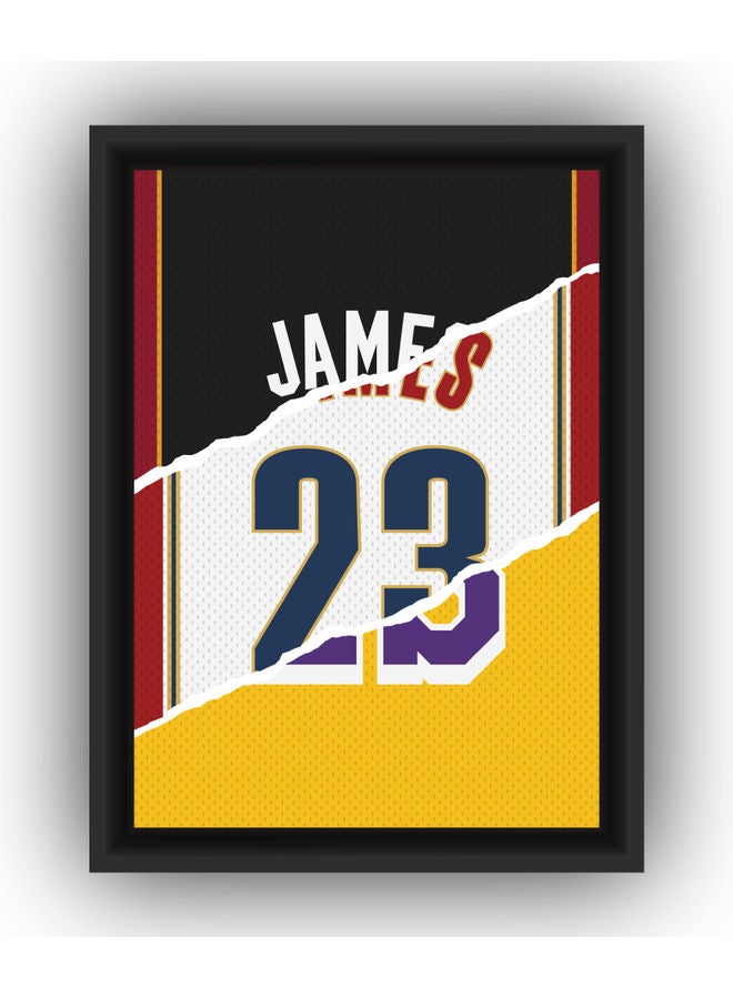 ملصق مزوّد بإطار بتصميم قميص ليبرون جيمس متعدد الألوان 30x40سم