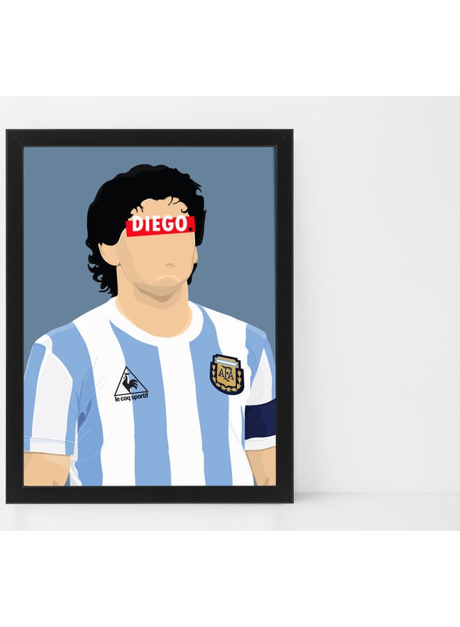 Diego Maradona Argentina Themed Poster With Frame Multicolour 50x40cm