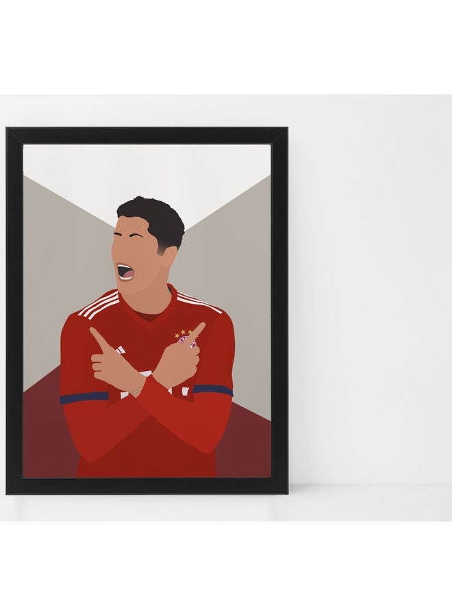 Lewandowski Bayern Munich Themed Poster With Frame Multicolour 30x40cm