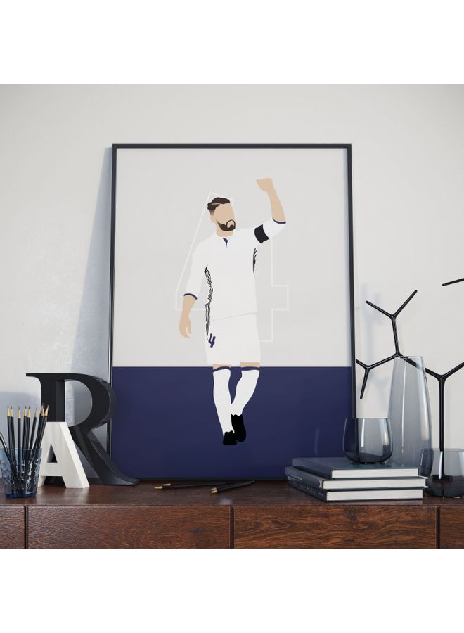 ملصق بتصميم سيرجيو راموس مع إطار متعدد الألوان 50x40سم