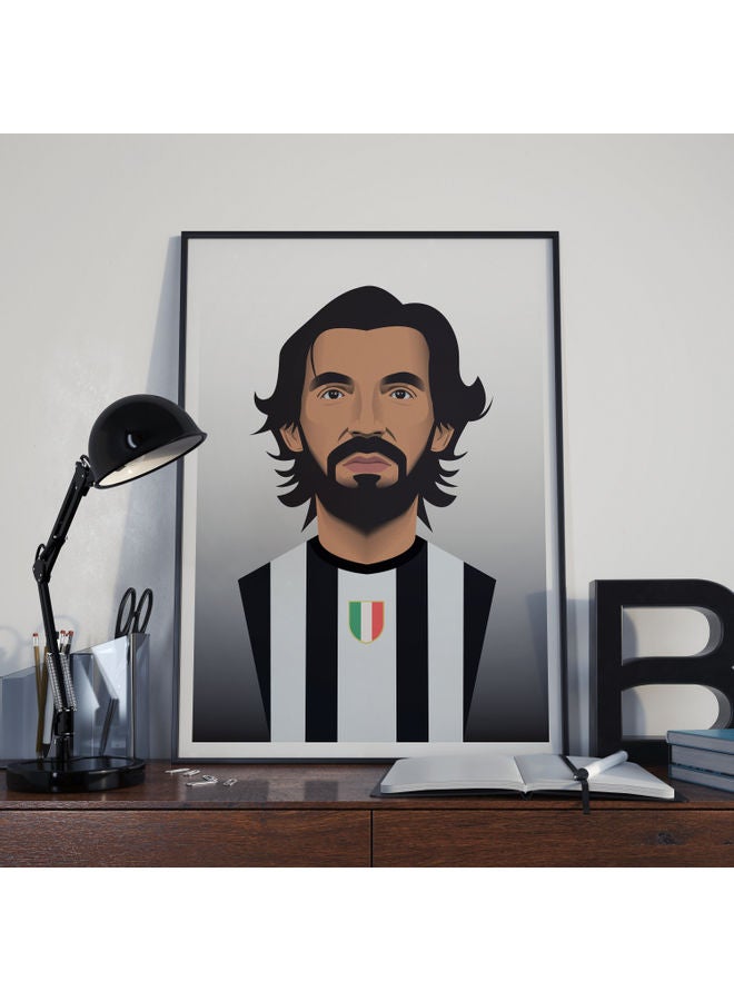 Andrea Pirlo Themed Poster With Frame Multicolour 50x40cm