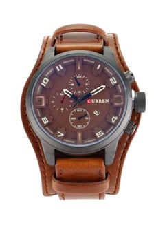 men Leather Chronograph Wrist Watch M8225 - 47 mm -Coffee