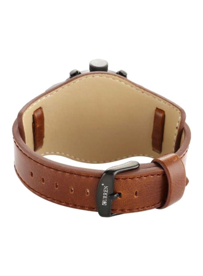 CURREN - men Leather Chronograph Wrist Watch M8225 - 47 mm -Coffee - Image 1
