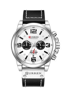 men Leather Analog Watch 8314 - 47 mm - Black