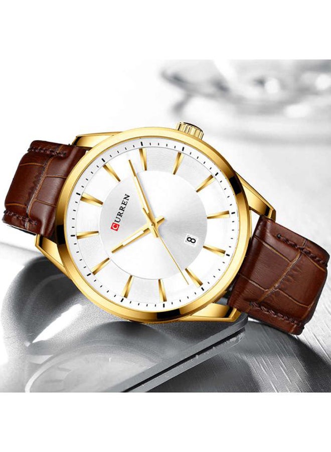 كارين ساعة يد بعقارب وسوار من الجلد طراز M-8365-4 - مقاس 41 مم - لون بني للرجال - Image 3