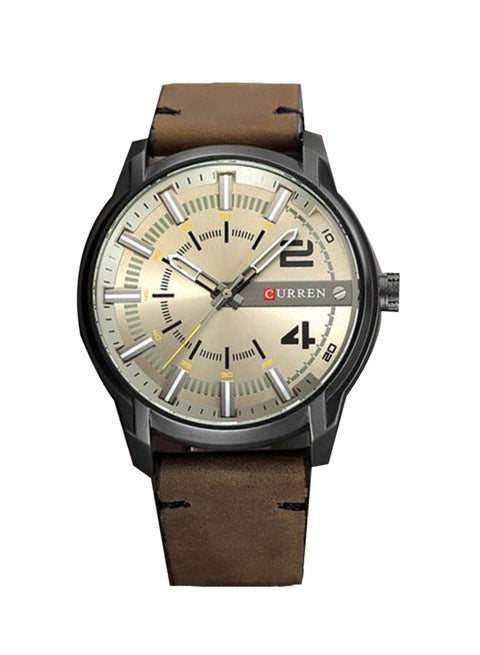 Men's Leather Analog Watch 1J3111GYW - 45 mm - Brown