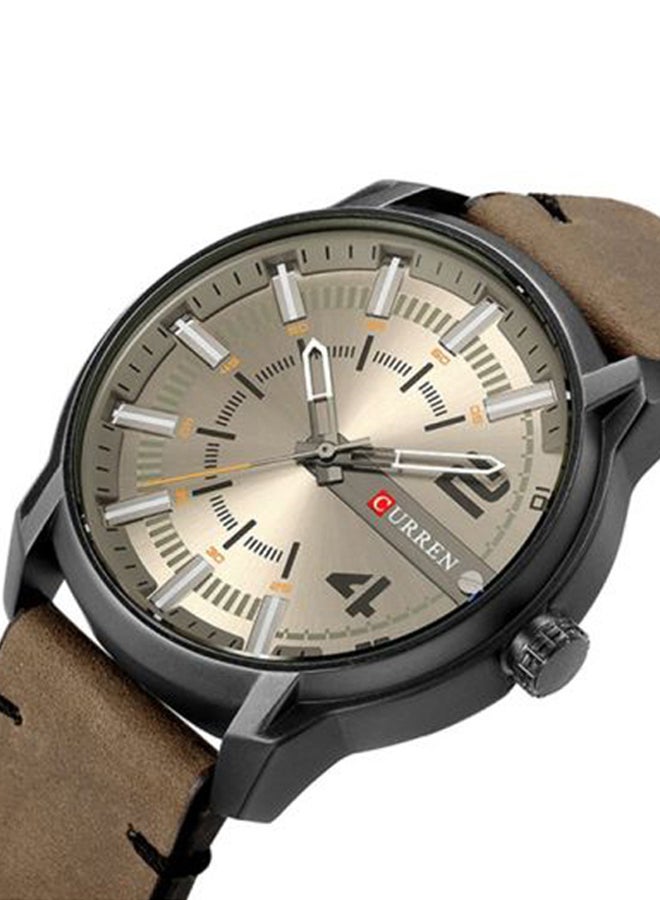 كارين ساعة يد بعقارب وسوار من الجلد طراز 1J3111GYW - 45 ملم - بني للرجال - Image 2