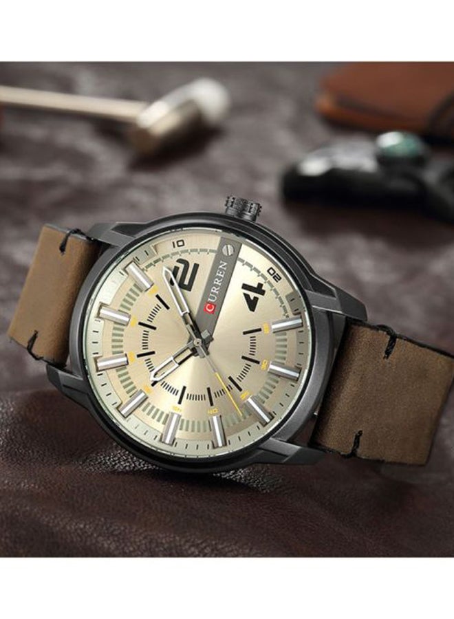 كارين ساعة يد بعقارب وسوار من الجلد طراز 1J3111GYW - 45 ملم - بني للرجال - Image 3