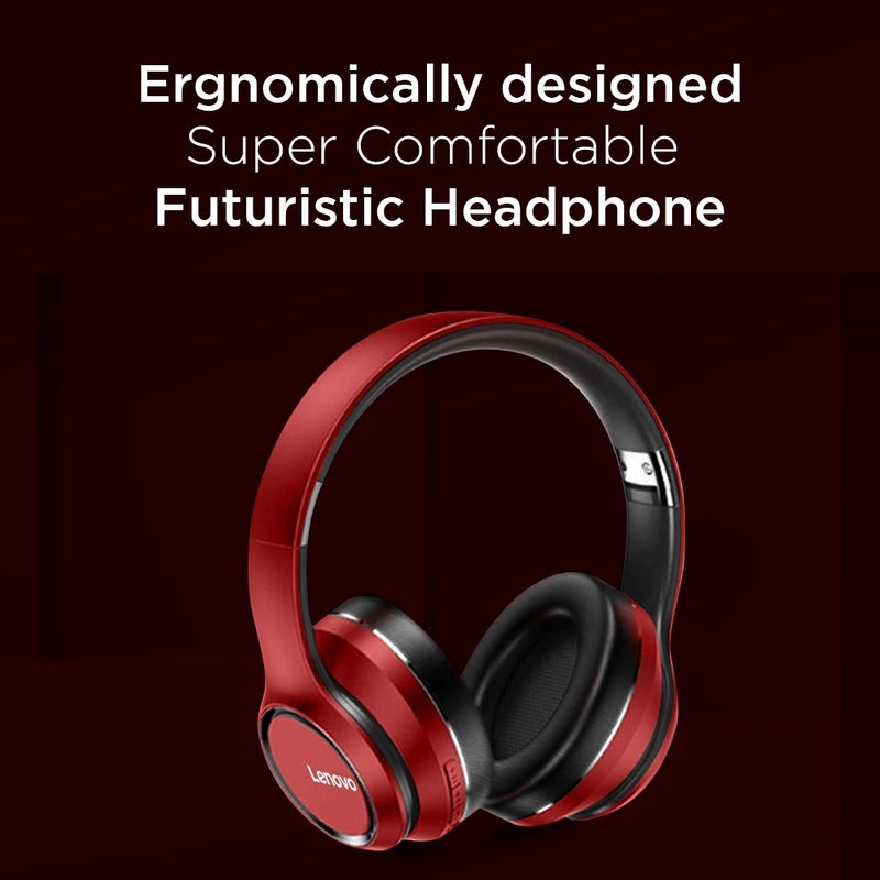 Lenovo Foldable Noise-cancelling Wireless Bluetooth Headphone Red - Image 2