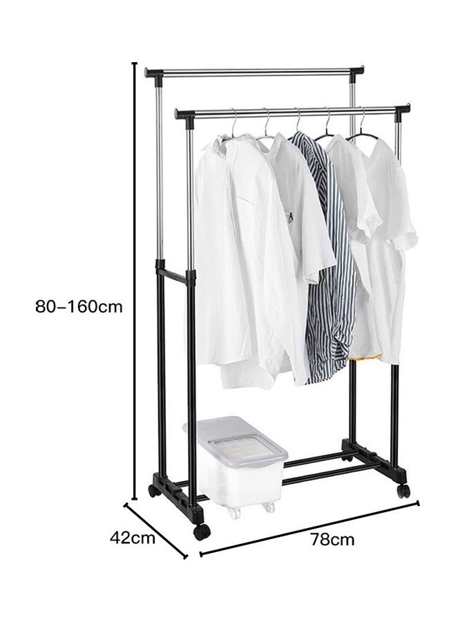 Generic - Double Pole Clothes Portable Rack Silver/Black 78x42x160cm - Image 1