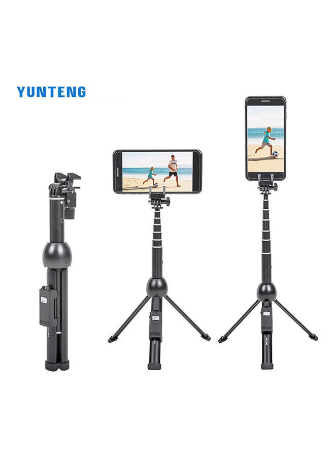 Yunteng - 2-In-1 Portable Foldable Selfie Stick Tripod Black - Image 1