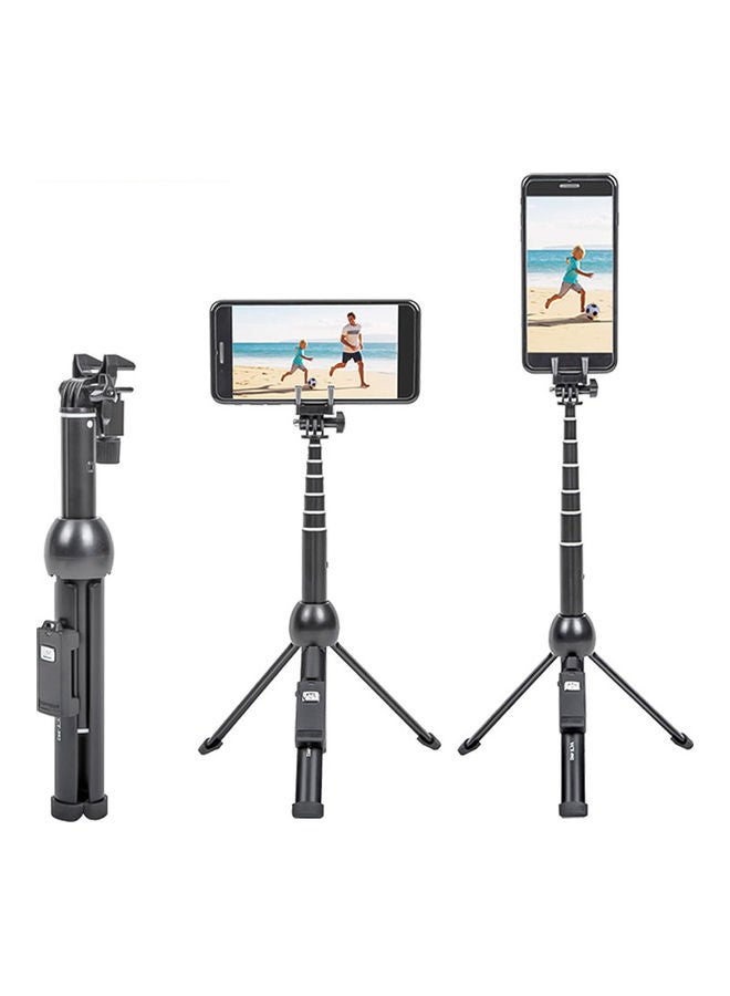 Yunteng - 2-In-1 Portable Foldable Selfie Stick Tripod Black - Image 1