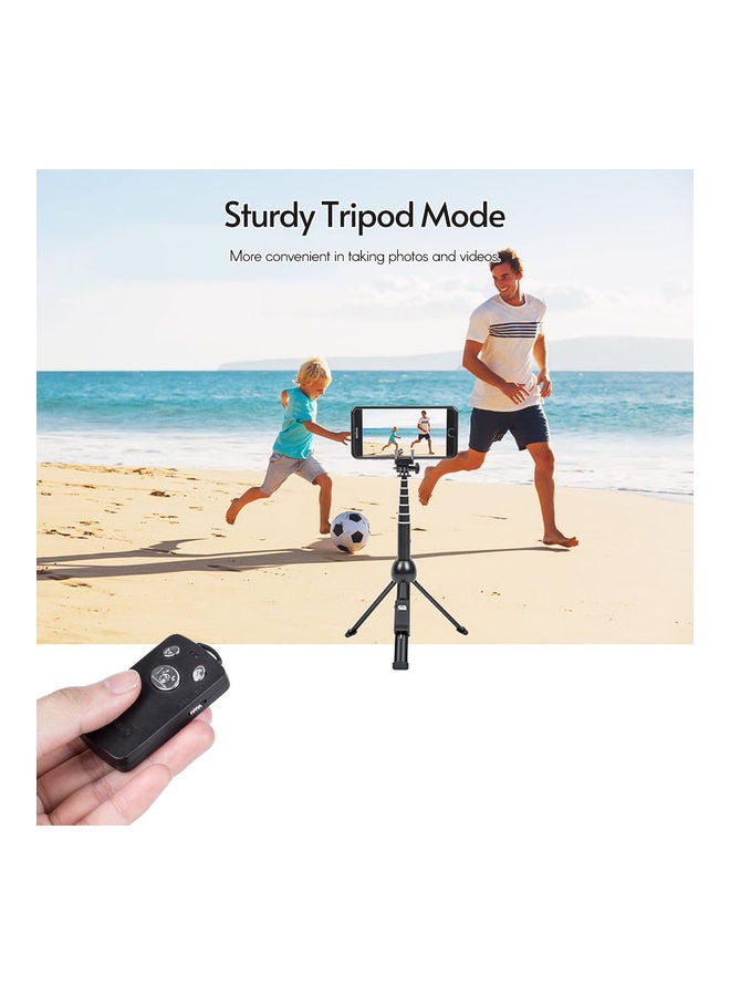 Yunteng - 2-In-1 Portable Foldable Selfie Stick Tripod Black - Image 1