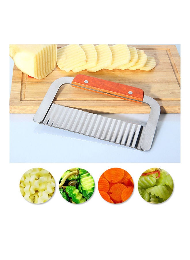 Stainless Steel Crinkle Cutter Silver/Brown 18.3x11cm  - Image 2