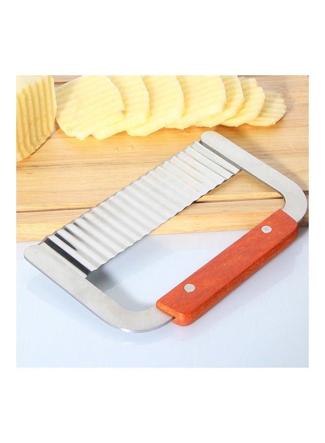 Stainless Steel Crinkle Cutter Silver/Brown 18.3x11cm  - Image 3