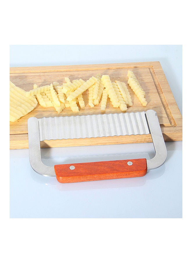 Stainless Steel Crinkle Cutter Silver/Brown 18.3x11cm  - Image 4
