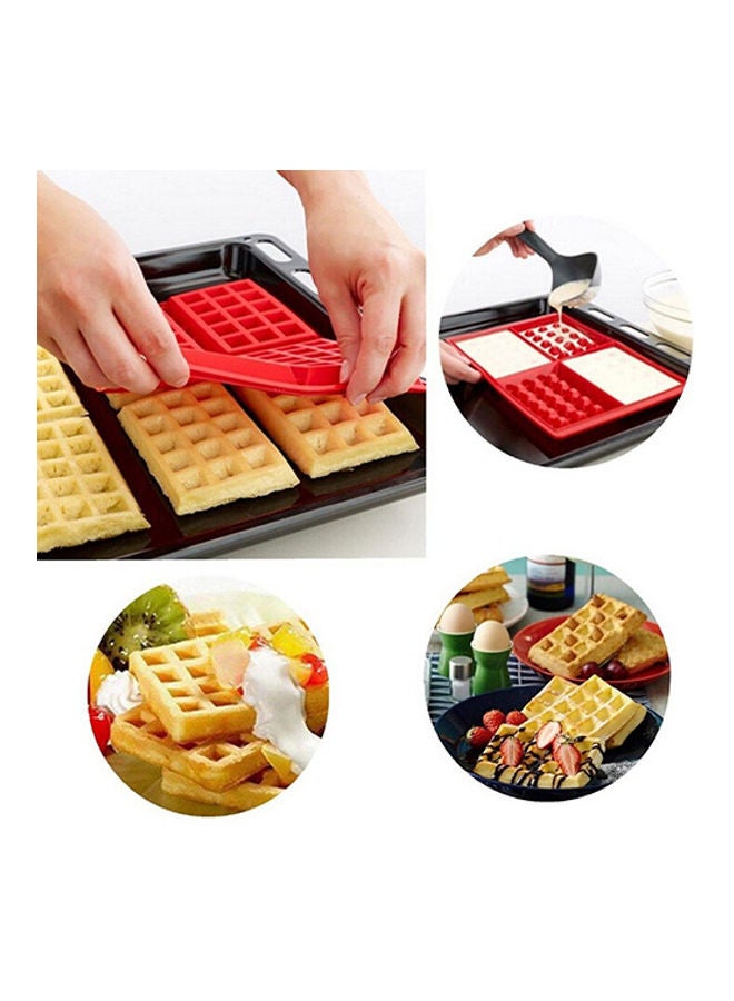 4-Cavity Waffles Cake Mould Red 18.5cm - Image 3