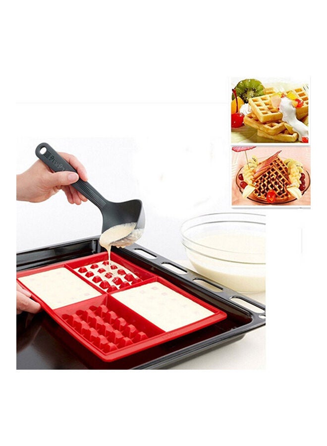 4-Cavity Waffles Cake Mould Red 18.5cm - Image 4