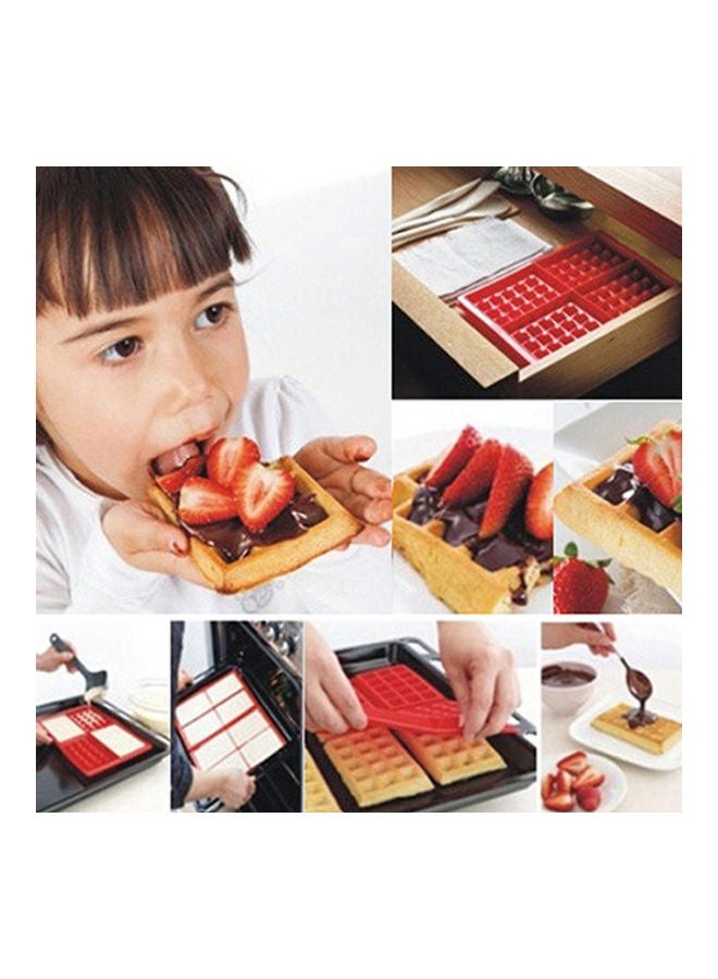 4-Cavity Waffles Cake Mould Red 18.5cm - Image 5