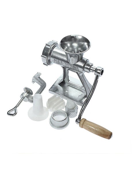 11-Piece Manual Meat Mincer Kit Silver 13x7x16cm