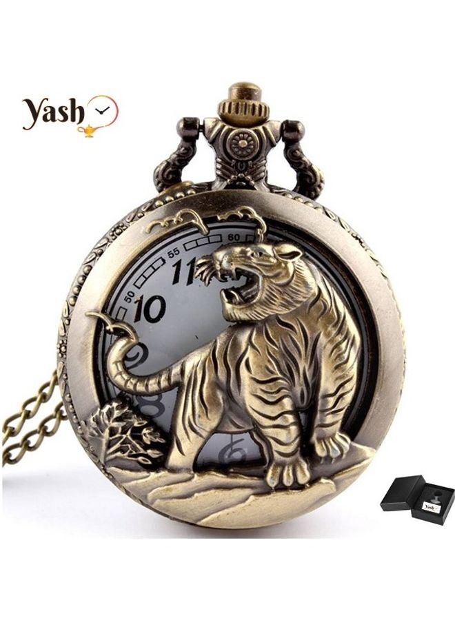 ياش ساعة جيب بعقارب وتصميم كلاسيكي على شكل نمر نافر  - Image 2