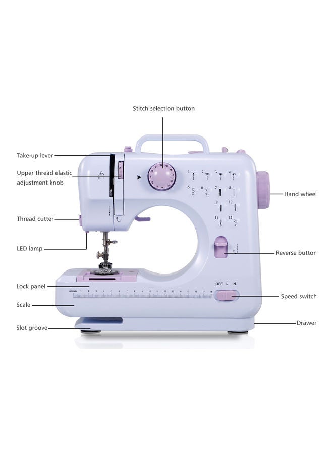 Generic Portable Electric Sewing Machine With Foot Pedal H37650US-su White/Purple  - Image 4