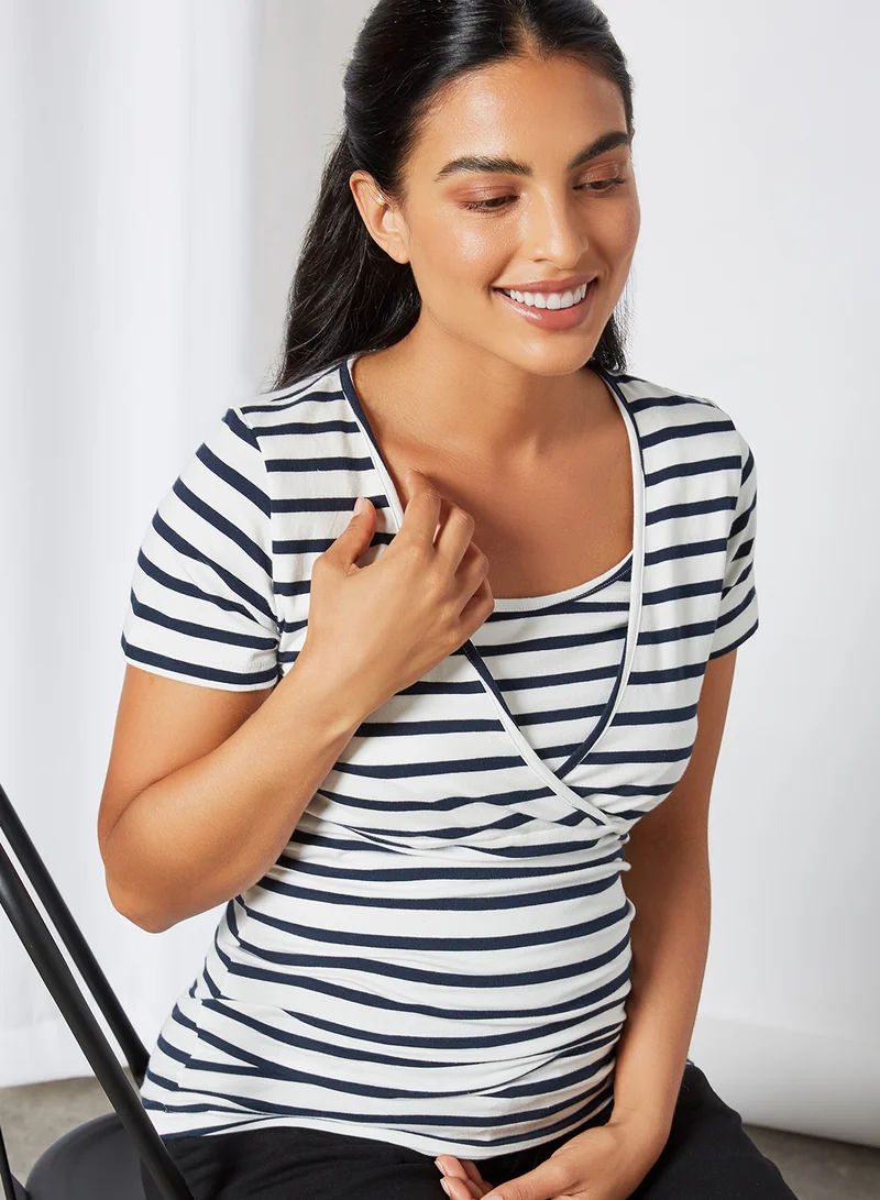 Mamalicious Stripe Nursing Top Navy Blazer-Blue