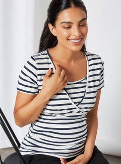 Stripe Nursing Top Navy Blazer-Blue