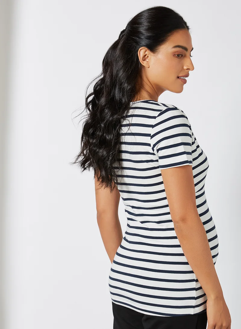 Mamalicious Stripe Nursing Top Navy Blazer-Blue