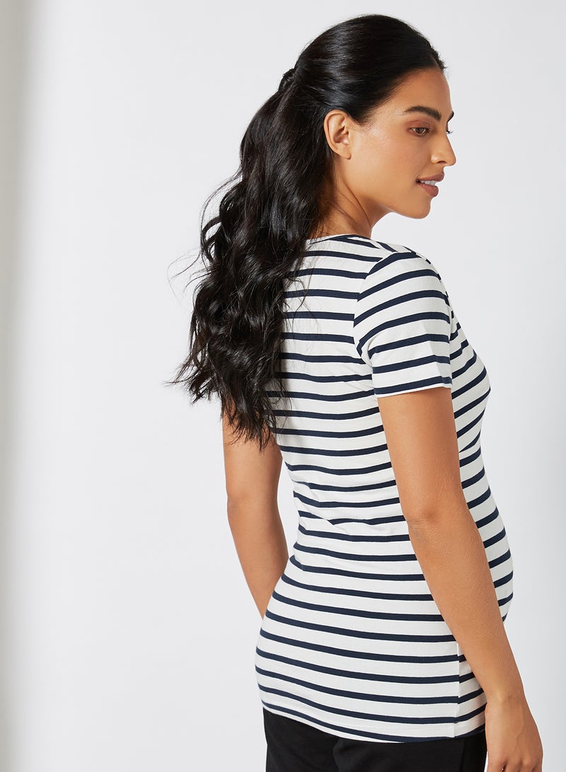 Mamalicious - Stripe Nursing Top Navy Blazer-Blue - Image 1