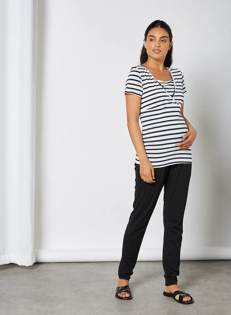 Mamalicious Stripe Nursing Top Navy Blazer-Blue