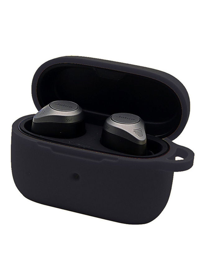 S-Color Silicone Earbud Case With Carabiner For Jabra Elite 85T Black - Image 2