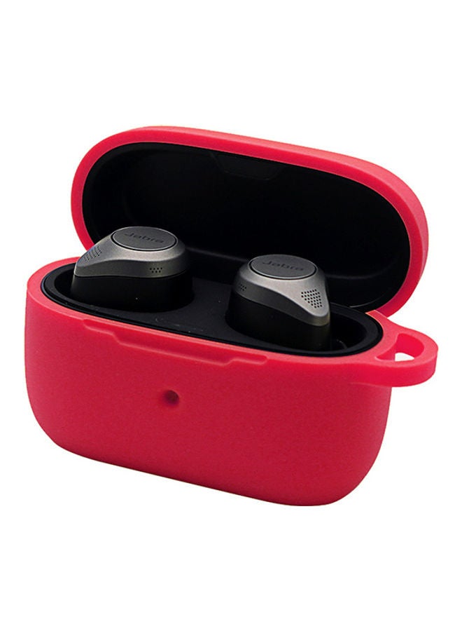 S-Color Silicone Earbud Case With Carabiner For Jabra Elite 85T Red - Image 2