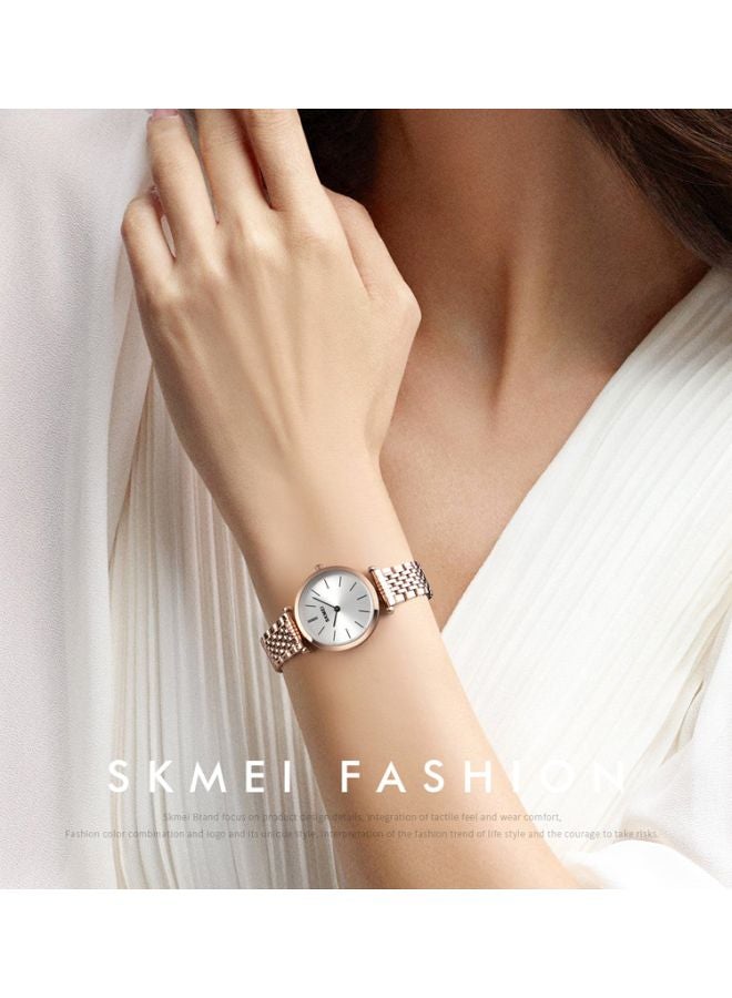 سكمي ساعة يد بعقارب مقاومة للماء طراز 1458 - 28 مم - ذهبي وردي للنساء - Image 3