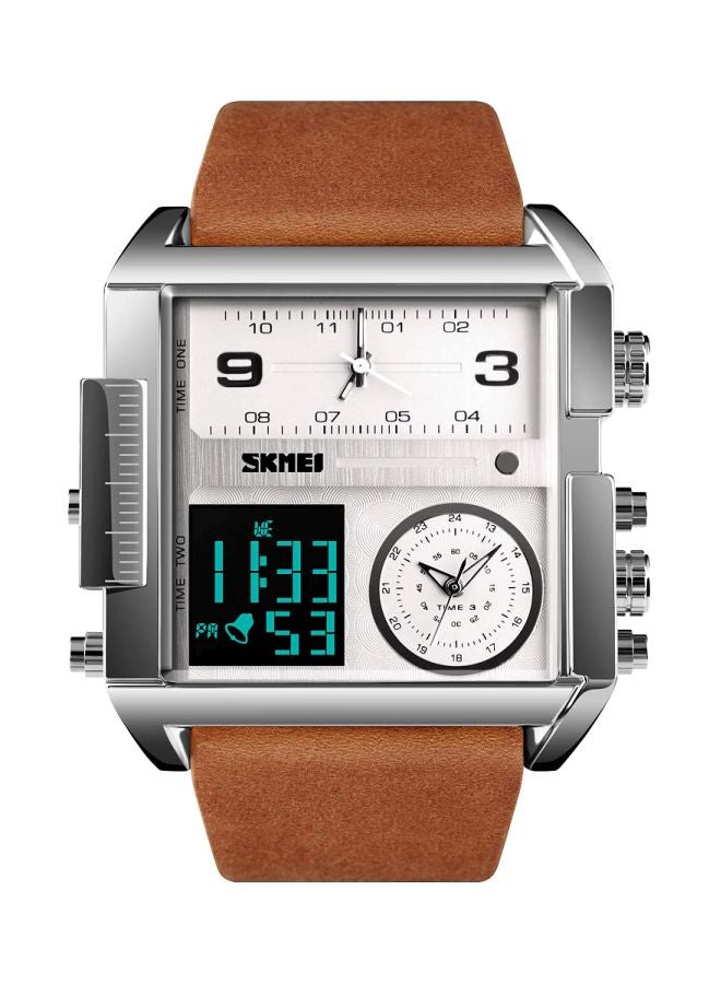 سكمي ساعة يد بعقارب/رقمية وبسوار من الجلد الصناعي ومقاومة للماء للرجال طراز 1391 للأولاد - Image 1