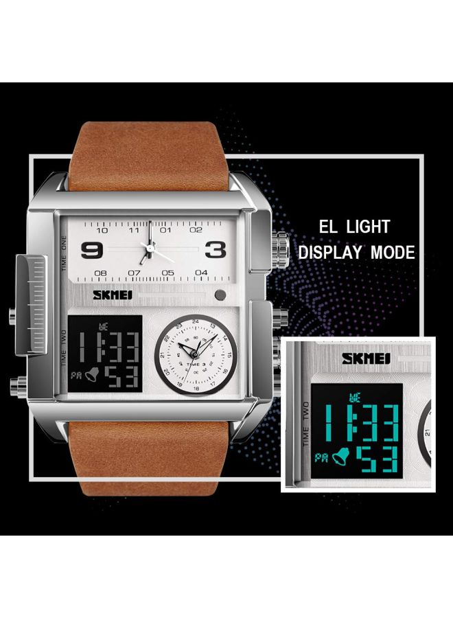 سكمي ساعة يد بعقارب/رقمية وبسوار من الجلد الصناعي ومقاومة للماء للرجال طراز 1391 للأولاد - Image 3