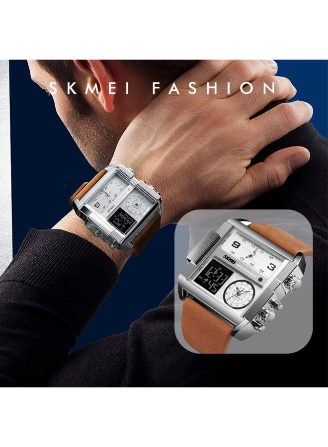 سكمي ساعة يد بعقارب/رقمية وبسوار من الجلد الصناعي ومقاومة للماء للرجال طراز 1391 للأولاد - Image 4