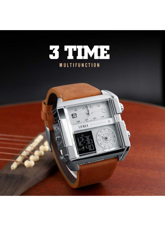 سكمي ساعة يد بعقارب/رقمية وبسوار من الجلد الصناعي ومقاومة للماء للرجال طراز 1391 للأولاد - Image 5