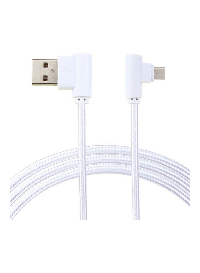 كابل شحن USB مضفر من النايلون أبيض