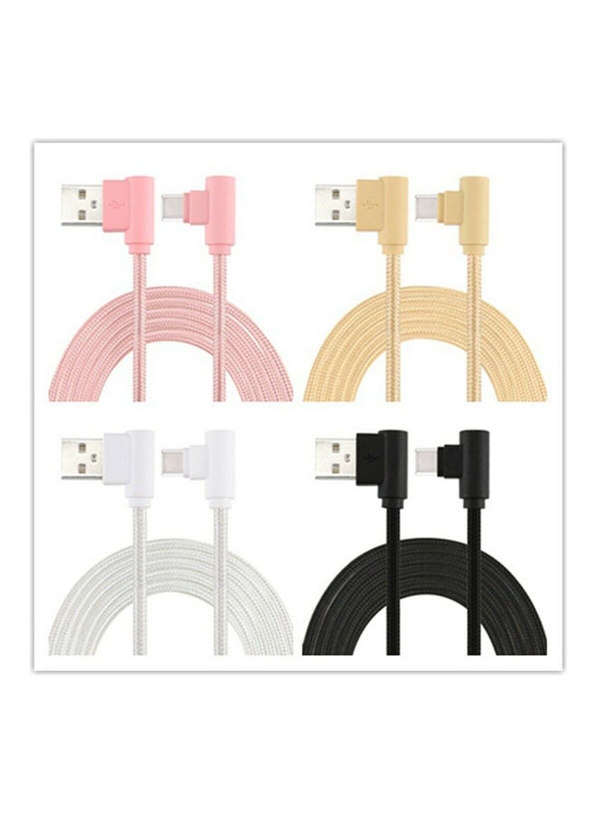 كابل شحن USB من النايلون بتصميم مضفر على شكل حرف L أبيض - Image 2