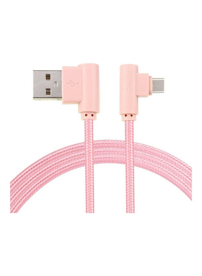 كابل شحن USB من النايلون بتصميم مضفر على شكل حرف L أبيض - Image 5