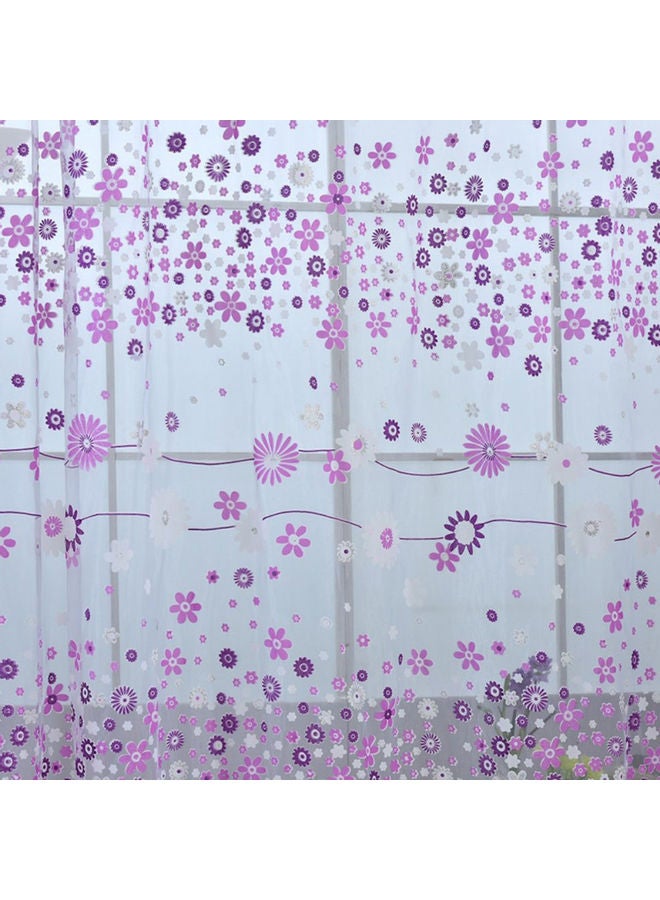 ستارة نافذة شفافة بطبعة زهور أرجواني 100x200سم - Image 2