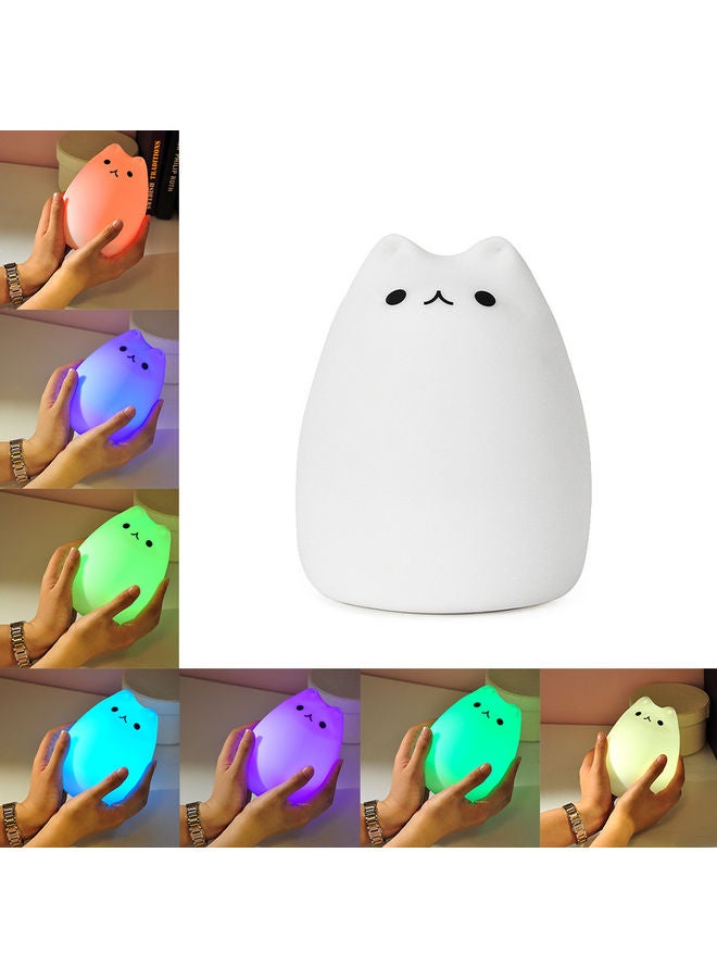 LED Cute Smiley Cat Night Lamp White - Image 3